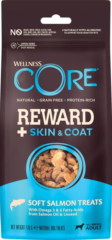 CORE Reward+ Treats Salmon Skin & Coat 170g